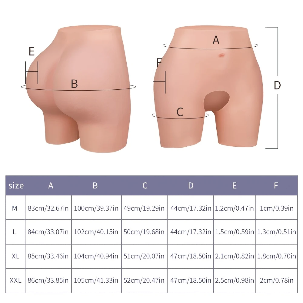 Realistic Silicone Panty Plump Hip Open-crotch Pants Butt Shapewear Crossdresser