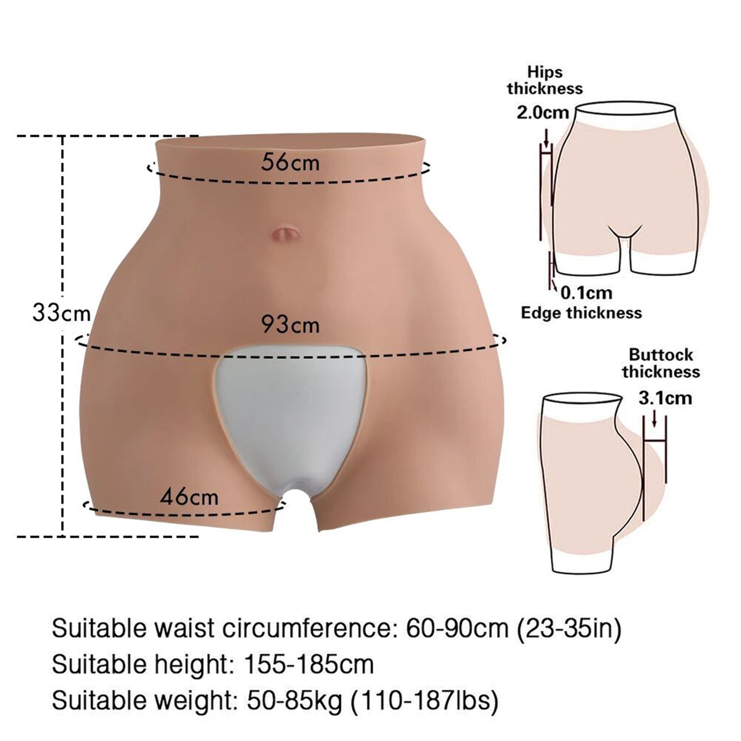 Crotchless Silicone Panties Thicken Hips Women Open-crotch Underwear For Transgender Crossdresser