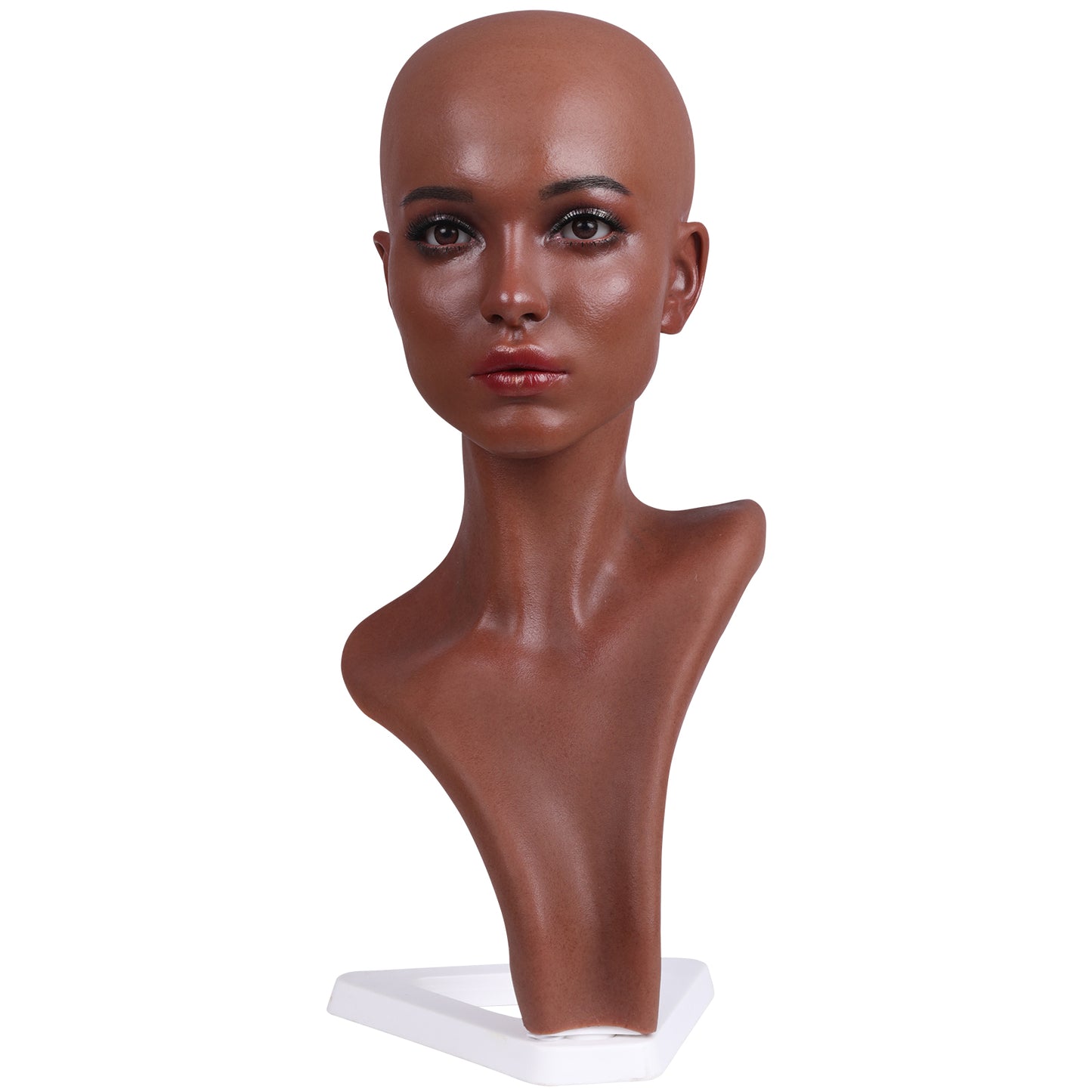 Silicone Female Head Mannequin With Shoulder For Wig Jewelry Display