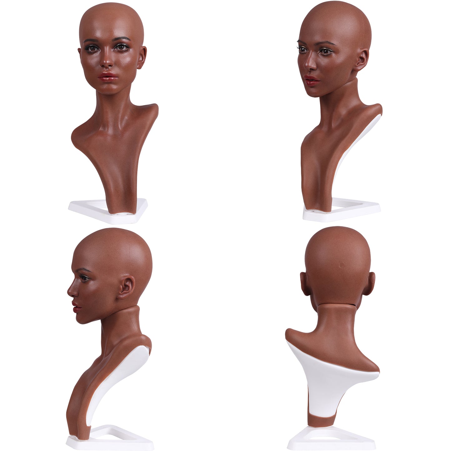 Silicone Female Head Mannequin With Shoulder For Wig Jewelry Display