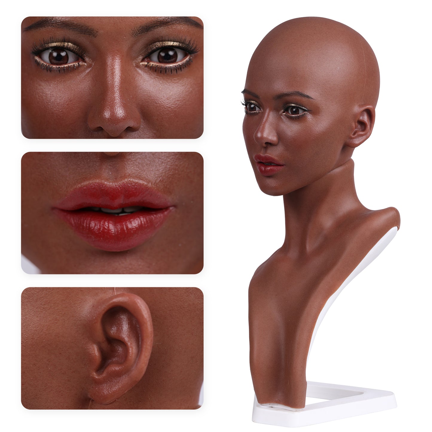 Silicone Female Head Mannequin With Shoulder For Wig Jewelry Display