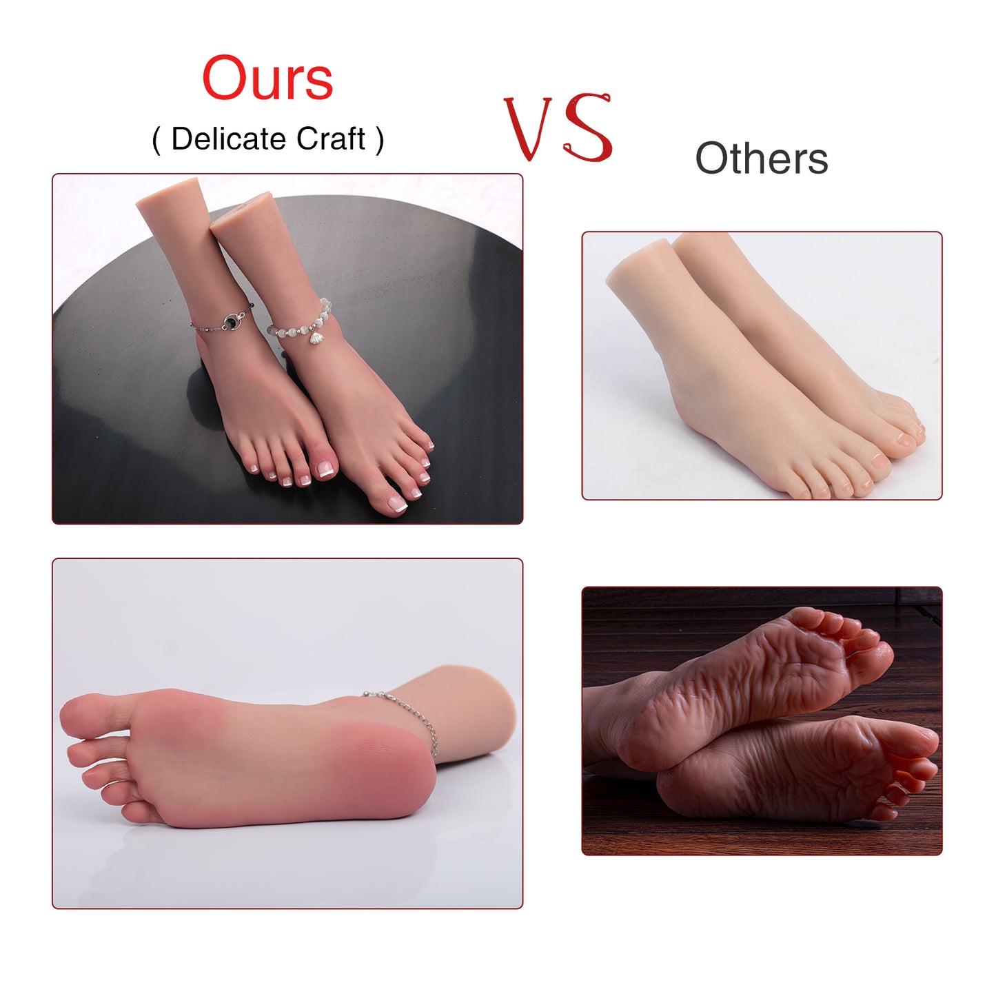 Realistic Silicone Female Foot Model Fake Feet Mannequin For Shoes Socks Sandals  Display