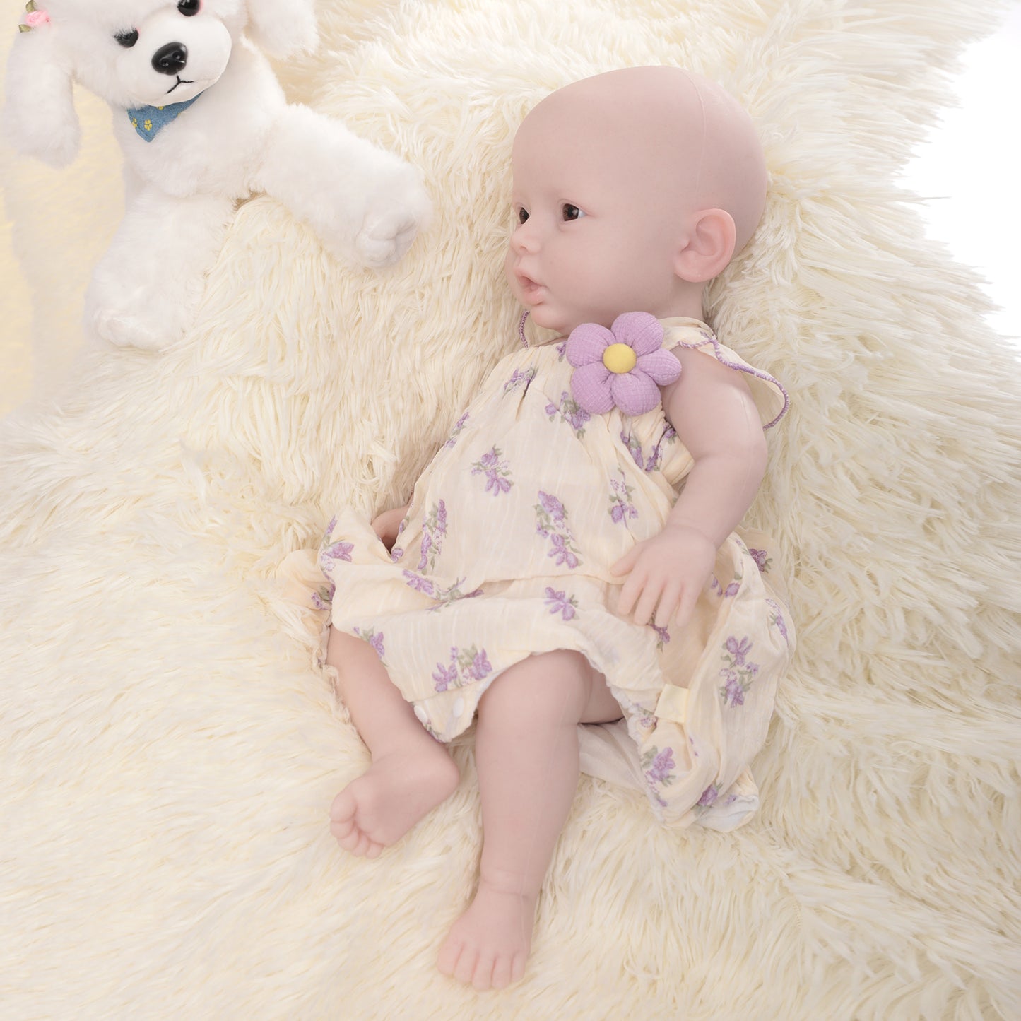 18.5in Cute Silicone Full Body Reborn Girl Doll Without Eyelashes