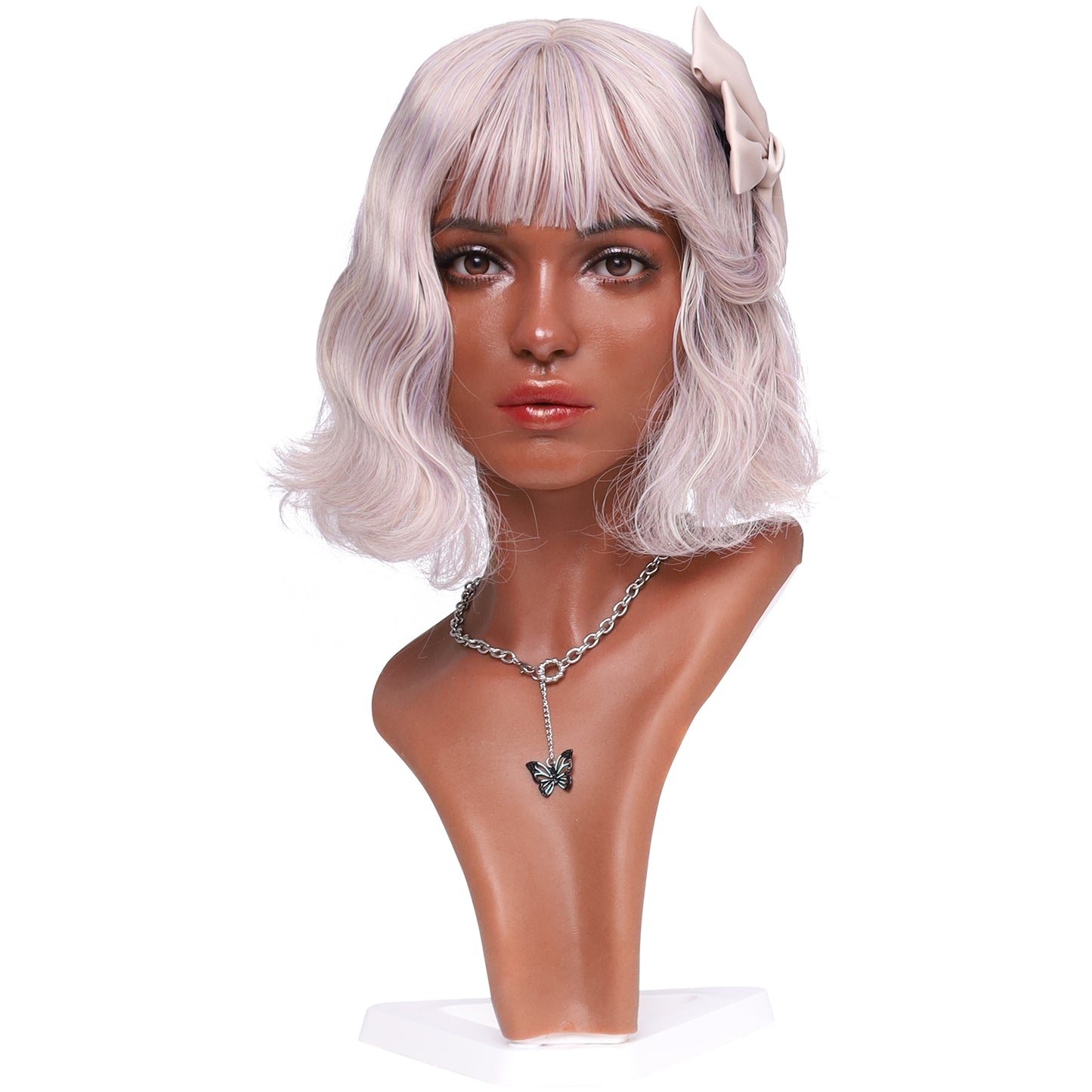 Silicone Female Head Mannequin With Shoulder For Wig Jewelry Display