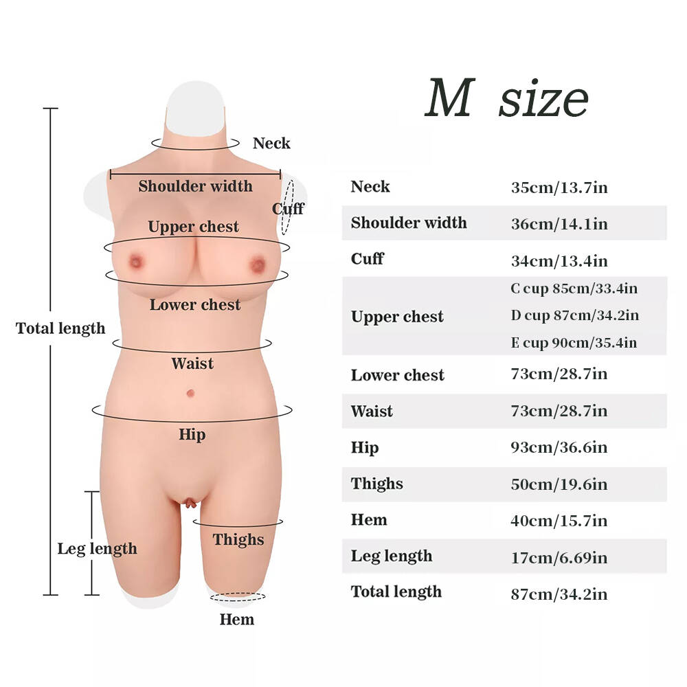 Silicone Bodysuit D Cup Silicone Breastplate Three-point Length Crossdresser Body Suit Fake Boobs for Female
