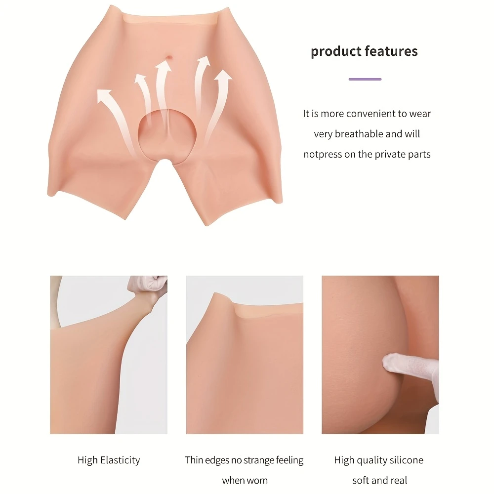 Realistic Silicone Panty Plump Hip Open-crotch Pants Butt Shapewear Crossdresser