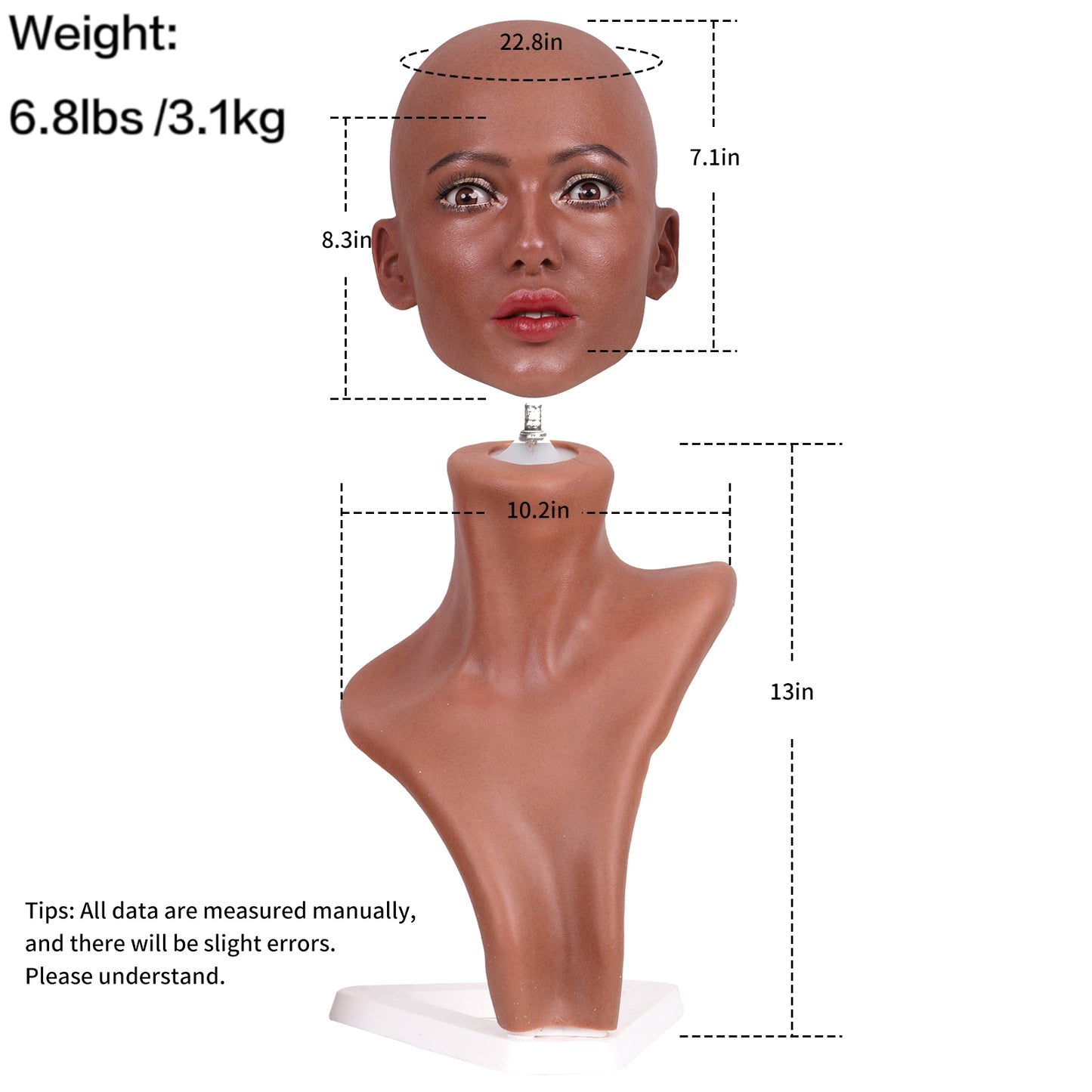 Silicone Female Head Mannequin With Shoulder For Wig Jewelry Display