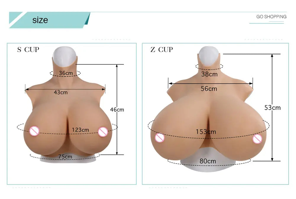 Local warehouse Oil-free silicone breastplate huge boobs S cup and Z cup with elastic cotton filler D4 series U-charmmore Crossdressing