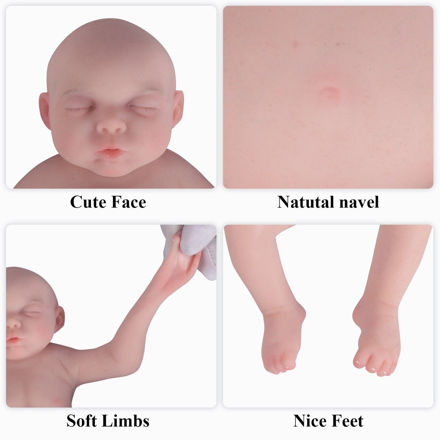 10.6in cute Nasha sleeps with eyes closed and reborn baby
