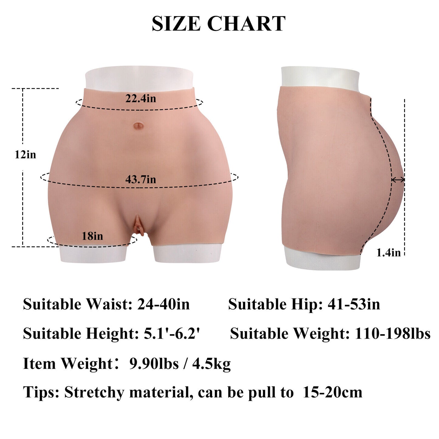 Oil-Free Silicone Pants Hip Up Buttocks Enhancement With Bloodshot-D8 series