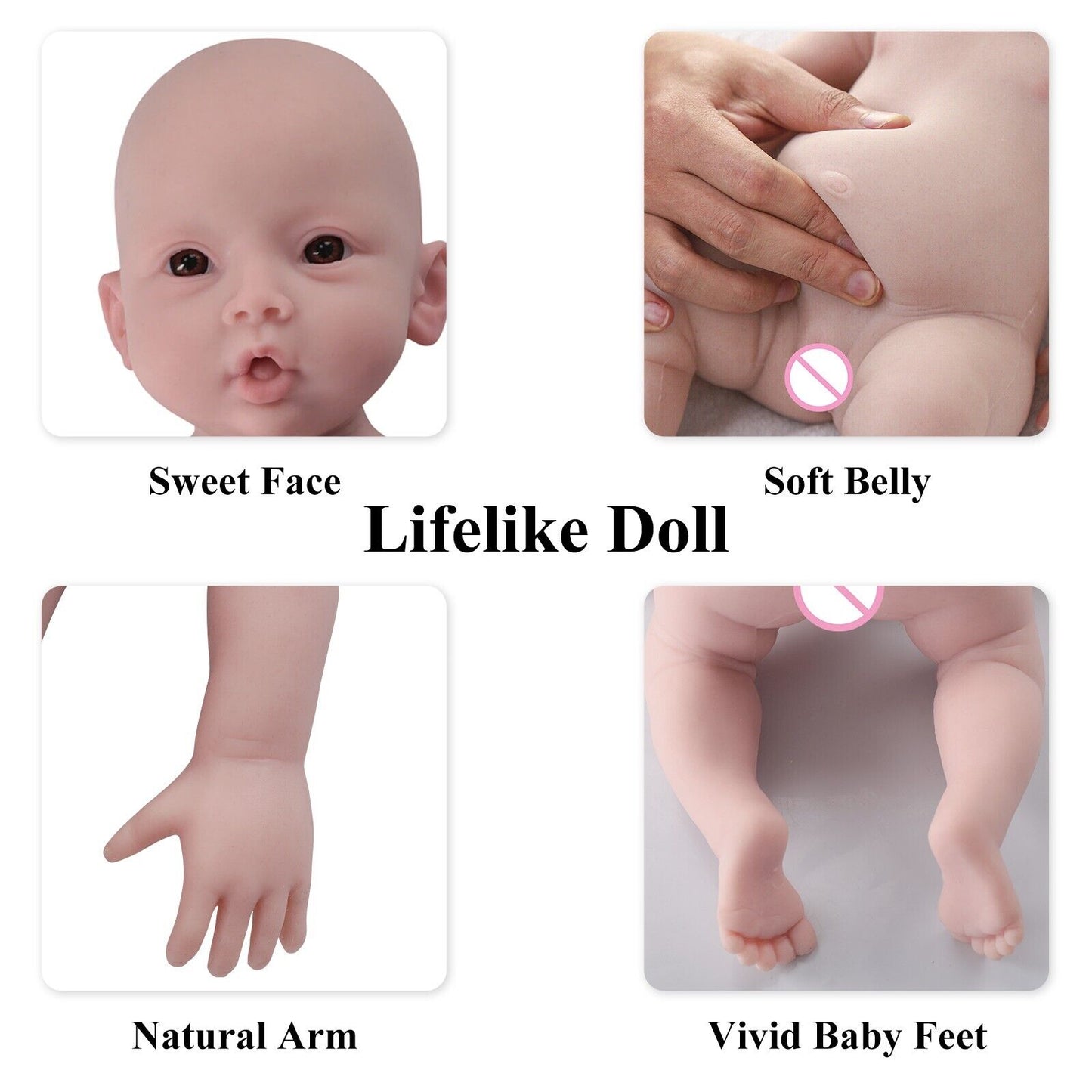 18" Angel Reborn Doll Full Body Silicone Newborn Doll Lifesize Baby Girl HandMade Doll