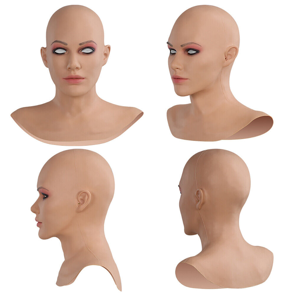 Realistic Silicone Female Full Face Mask For Cosplay MTF Halloween