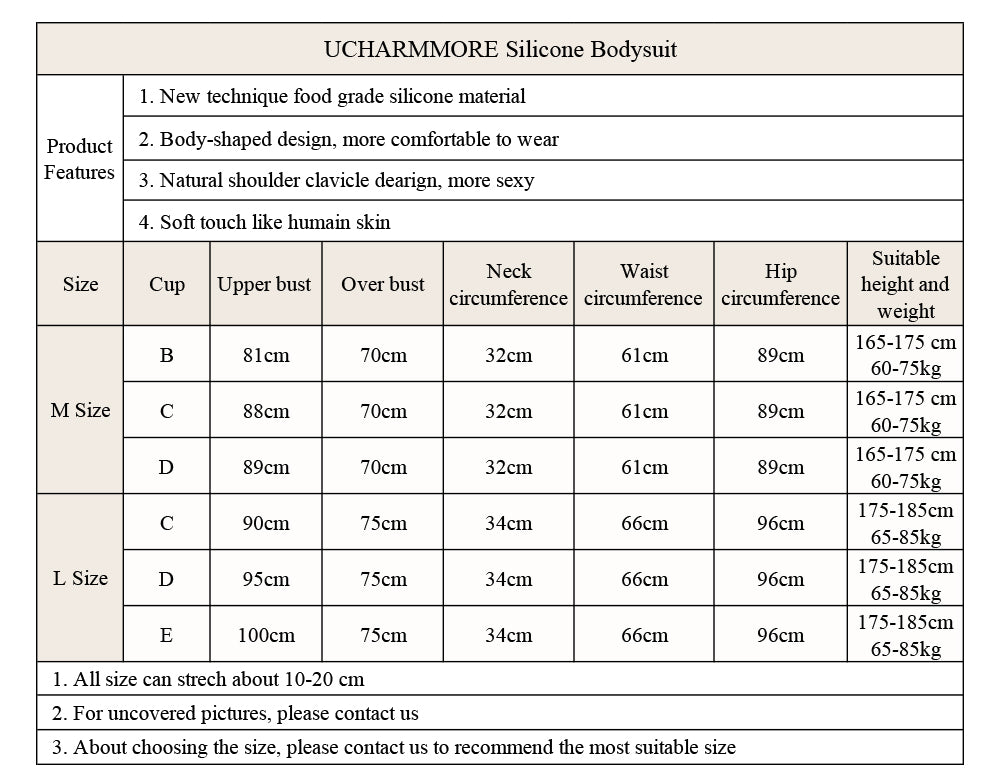 Bodysuit with silicone filling medical grade silicone-D4 Series