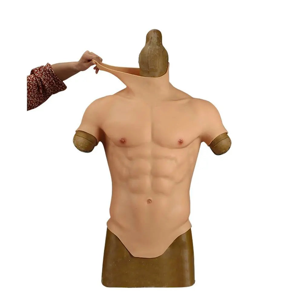 Silicone Muscle Suit Breastplate Fake Chest Muscle Costume Body Suit  Cosplay