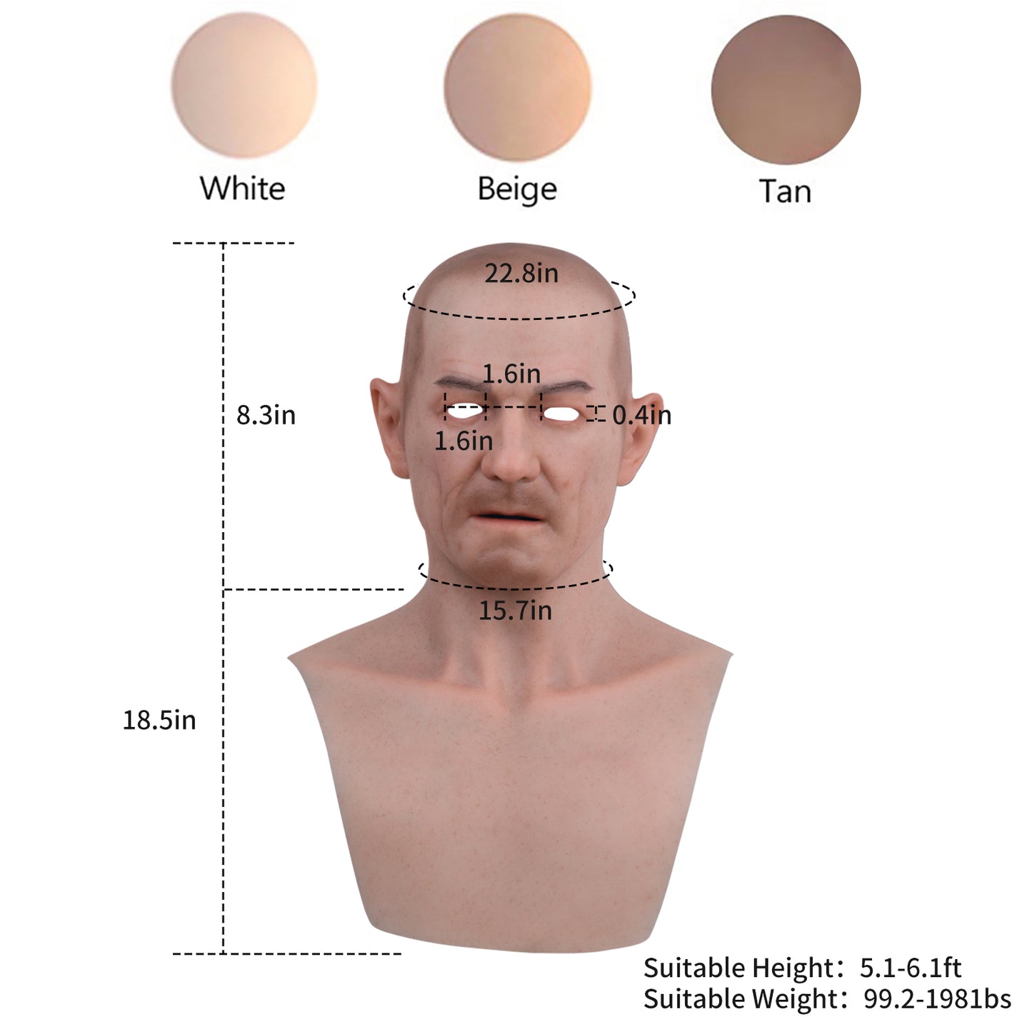 Young Men Silicone Face Mask Realistic Full Head Disguise Mask For Halloween