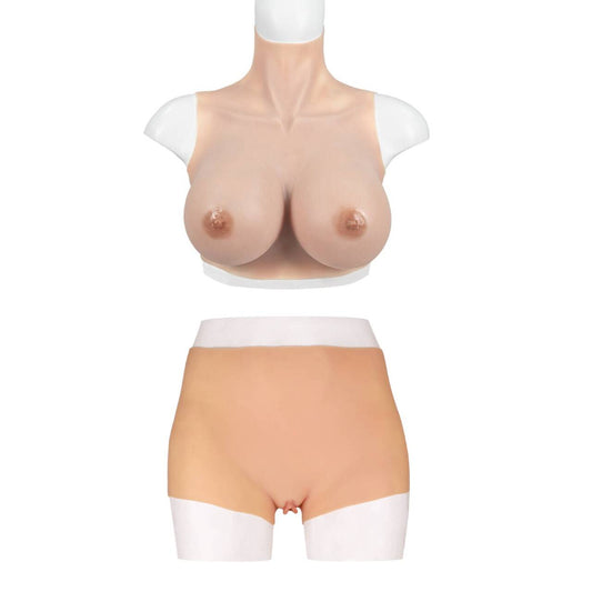 Combination of thin breast form + silicone fake vagina pants Suitable for white skin people