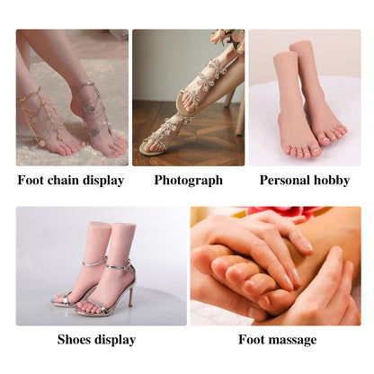 Realistic Silicone Female Foot Model Fake Feet Mannequin For Shoes Socks Sandals  Display