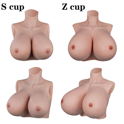 Local warehouse Oil-free silicone breastplate huge boobs S cup and Z cup with elastic cotton filler D4 series