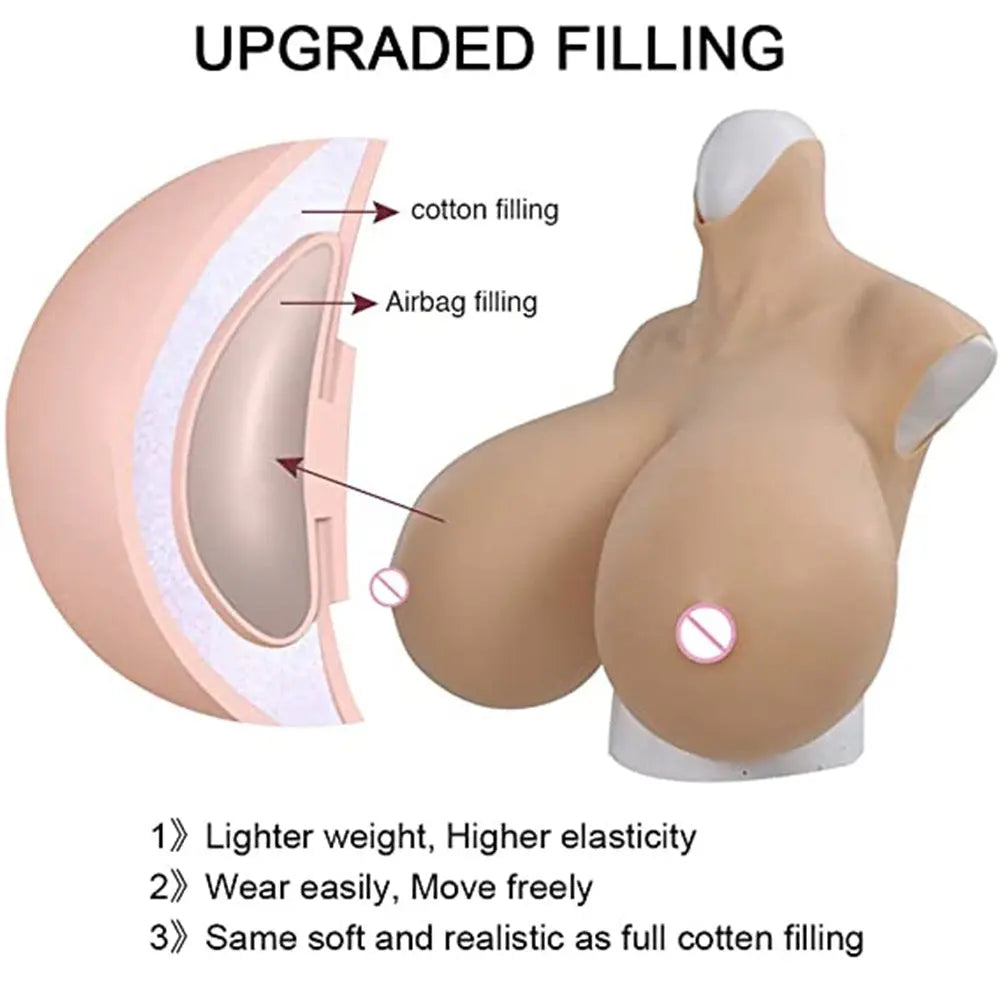 Local warehouse Oil-free silicone breastplate huge boobs S cup and Z cup with elastic cotton filler D4 series U-charmmore Crossdressing