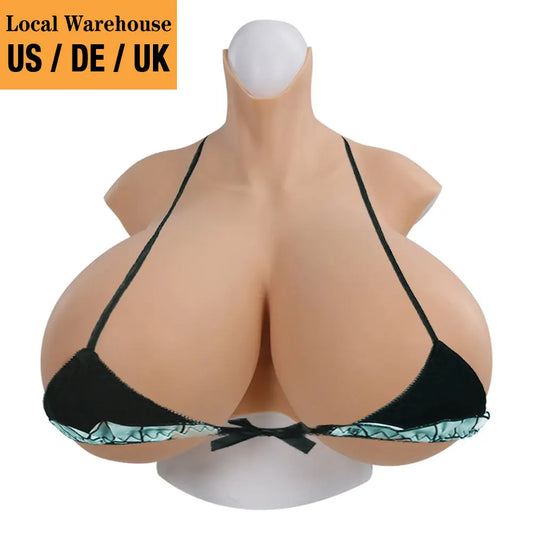 Plus Size No Oil Silicone Crossdresser Half Bodysuit Breast Forms  Breastplate