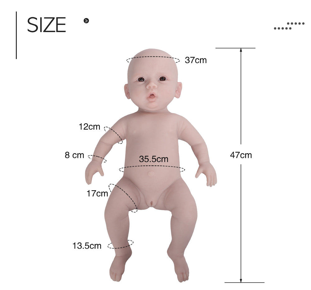 18" Reborn Doll Full Body Silicone Newborn Doll Lifesize Baby Girl HandMade Doll