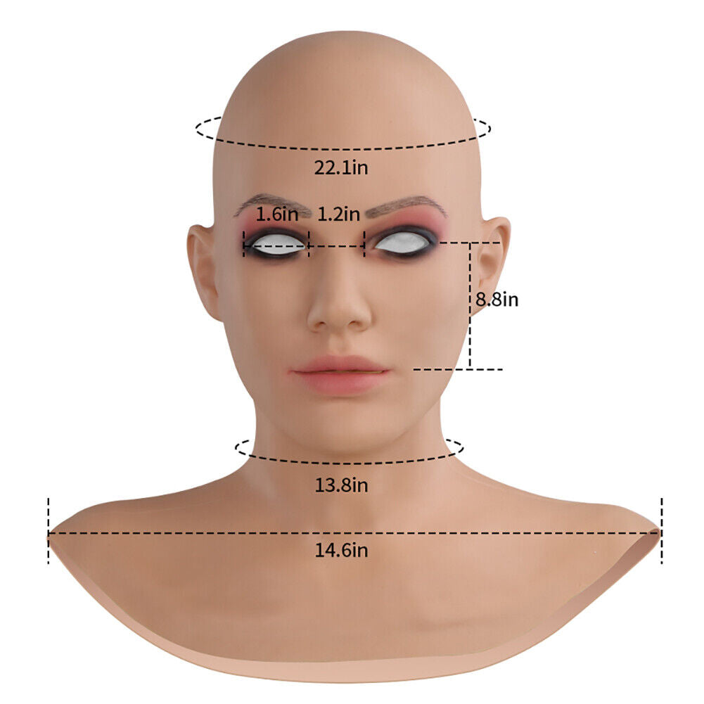 Realistic Silicone Female Full Face Mask For Cosplay MTF Halloween
