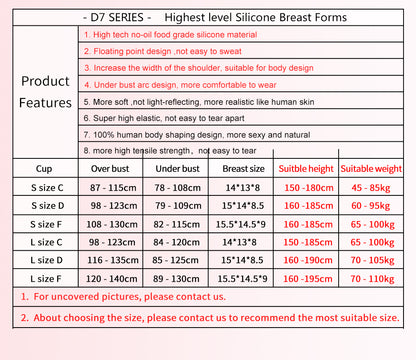 Local warehouse No-oil Silicone Breast Forms for sissyboy-D7 series Dokier Crossdresser