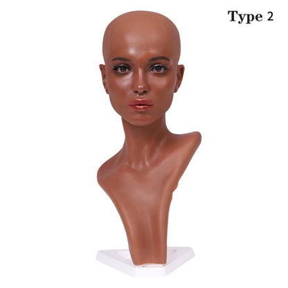 Silicone Female Head Mannequin With Shoulder For Wig Jewelry Display