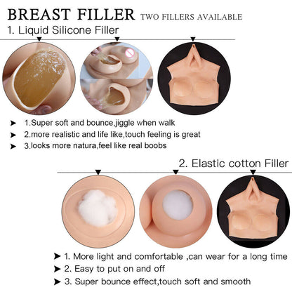 U-CHARMMORE Silicone Bodysuit Fake Vagina Realistic Breastplate Breast For Crossdresser Transvestites Drag Queen Shemale