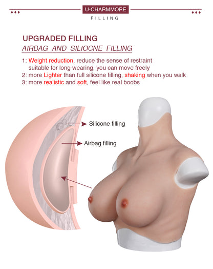 Oil-Free Silicone Fake Boobs With Bloodshot Realistic Tits And Upgraded Airbag Design-D8 series