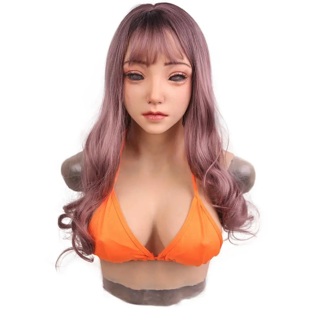 Female face props with fake Boobs food grade silicone-D4 series Dokier Crossdresser