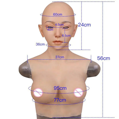 Female face props with fake Boobs food grade silicone-D4 series Dokier Crossdresser