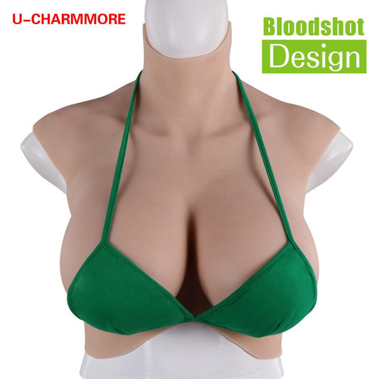 Oil-Free Silicone Fake Boobs With Bloodshot For Crossdresser-D8 series U-charmmore Crossdressing
